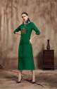 Muslin green kurti with embroidery work