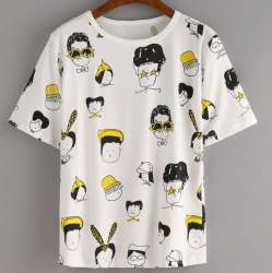 Printed White T shirt