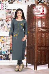 Grey full hand worked reyon kurti