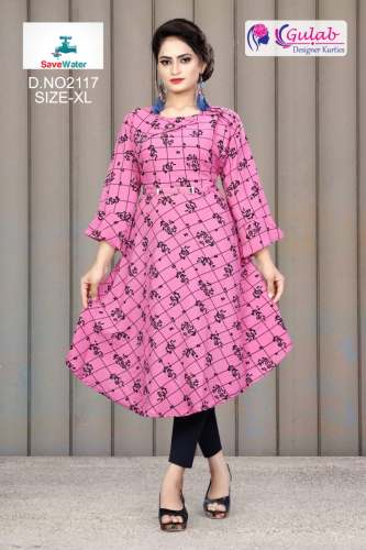 pink printed full layer midi