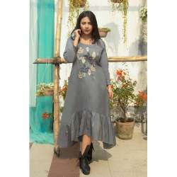 Shadow Embroidered Ruffle Kurti