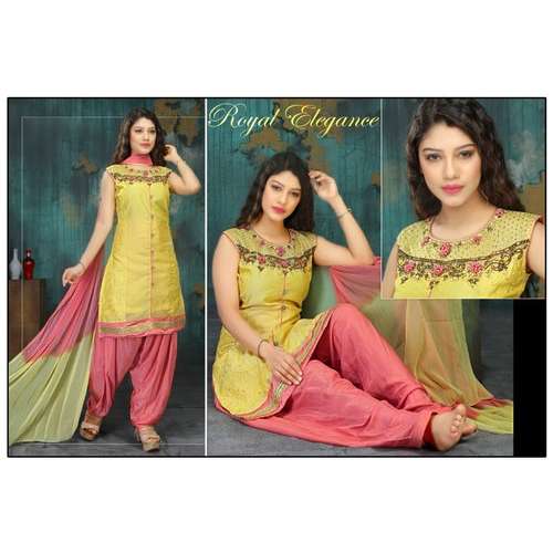 Patiala Yellow Ladies Salwar Suit  by manthsha creation
