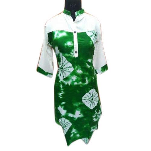 Shibori Printed Rayon Straight Kurti 
