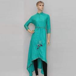 Tail Cut Designer Sky Blue kurti
