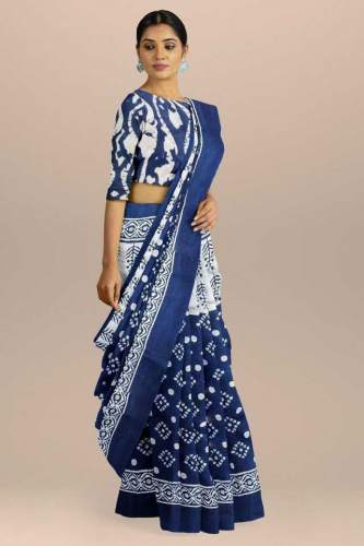 Buy Hand Batik Pure Cotton Saree By RADHA LAKSHMI by Radha Lakshmi