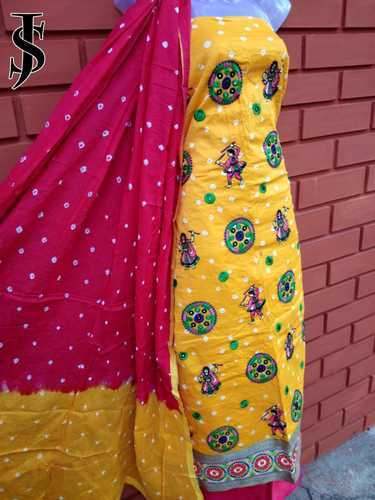 Stylish Cotton Bandhej dress Material 
