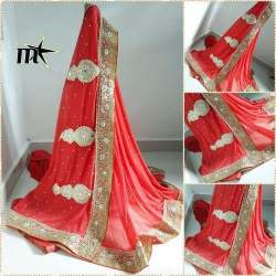 Wedding wear Lycra embroidered saree
