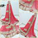 Wedding wear Lycra embroidered saree thumb 1