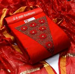 Cotton dress material with handwork