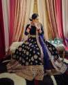 DESIGNER BRIDAL WINE VELVET LEHENGA  thumb 2