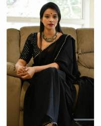 Georgette Black Saree