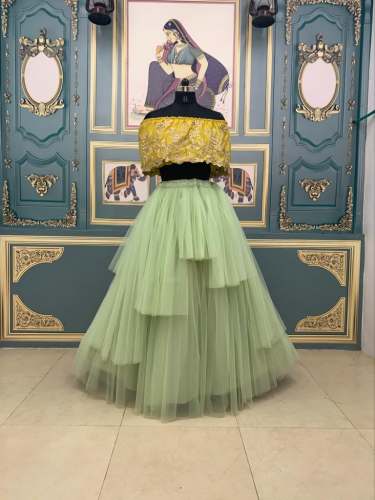 Ruffle lehenga with satin top