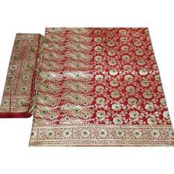 Satin Red Banarasi Saree