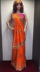 Designer Embroiderd Orange Saree