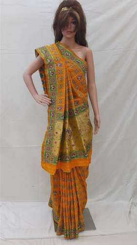 Designer Orange Chanderi Silk saree by Yogi Sarees
