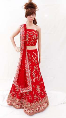 Fancy Red Bridal wear Lehenga Choli by Yogi Sarees