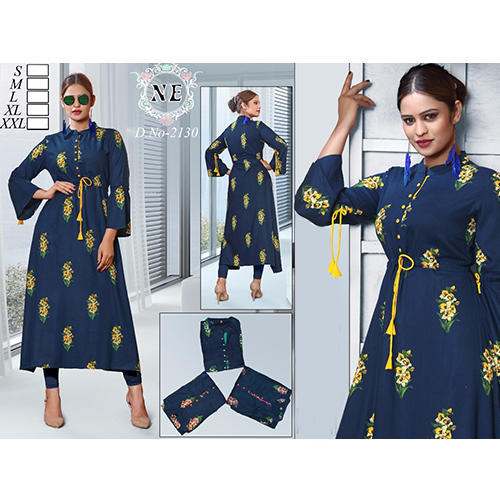 Rayon A Line Kurti for Ladies by Nikhil Exports