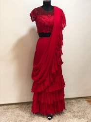 Designer Fancy Ruffel Saree