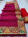 Fancy Bandhani Saree With Lace Border  thumb 2