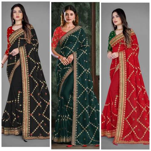 Georgette Embroidered saree by Mohini Fab