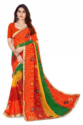 Georgette Gota Patti Bandhej Saree