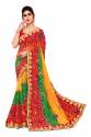 Stylish Multi Bandhej Gota Patti Saree thumb 6
