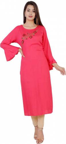 Designer Embroidered Pink Kurti by Shreen Creation