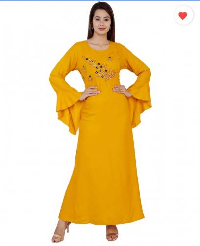 Designer Yellow party wear Long kurti by Shreen Creation
