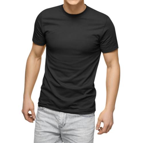 Black Rounc Neck T Shirt for Mens by Ofit Fashion India LLP