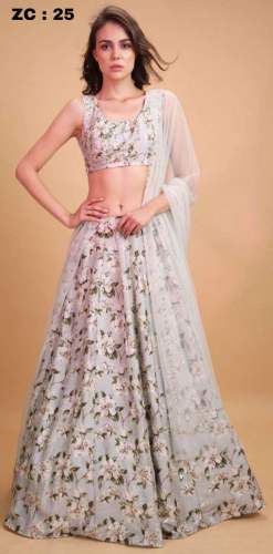 satin digital printed lehenga choli