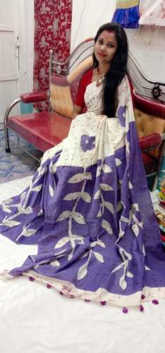 Cotton Malmal Handprint Mombatik Sarees