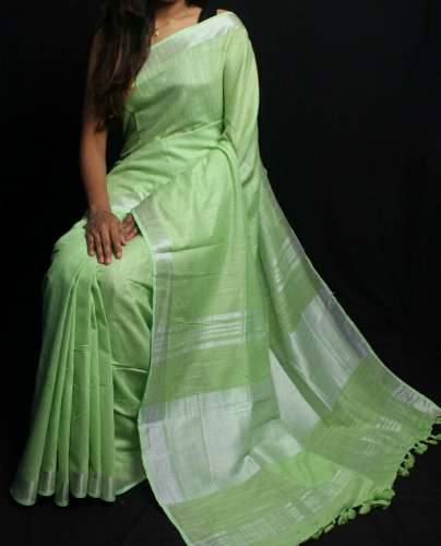 bananicraft textiles Pure Linen 100 count Sarees