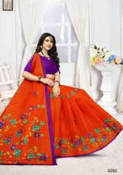 Cotton Orange Saree 9282