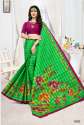 Green Cotton Printed Saree 9283