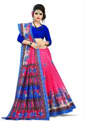 Pink cotton printed daily wear saree