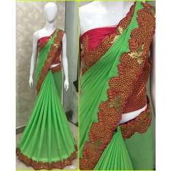 Georgette green saree