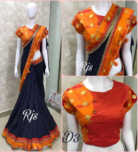 orange printed border saree by Fashion Ki Duniya