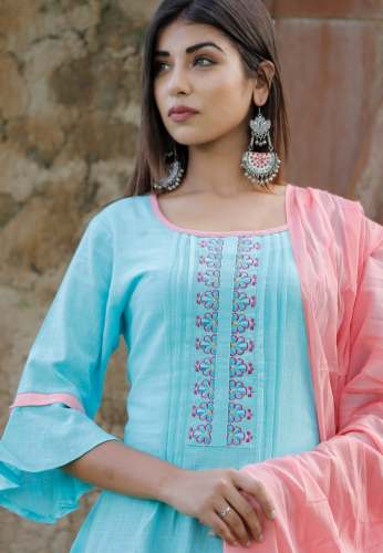 Women Kurti Set With Plazzo And Dupatta by Royal Craft