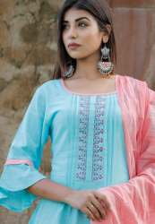 Women Kurti Set With Plazzo And Dupatta