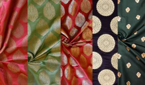 Banarasee Semi Katan Silk Gold  Fabric