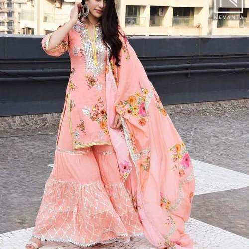 Designer Rayon Kurti with Sharara style 