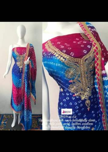 Multi Color Bandhani Dress MAterial
