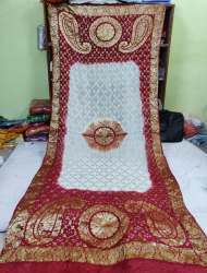 Red and white Silk duppata