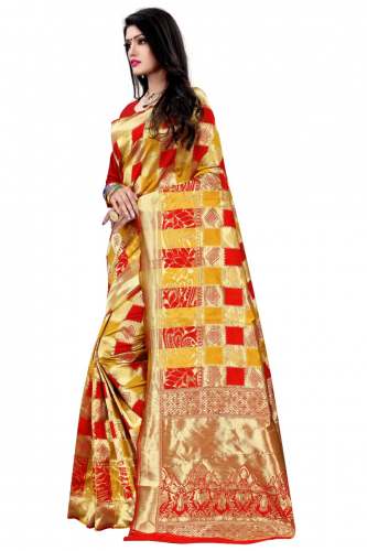 Fancy jaquard silk saree by radhika fashion