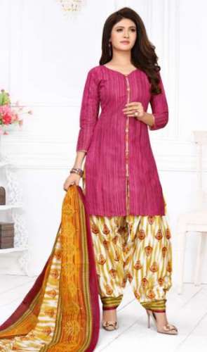 pink color dress material by Sona Print