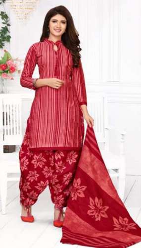 red color dress material by Sona Print