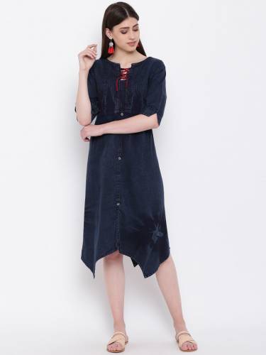 Denim kurti with embroidery work