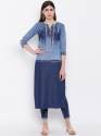 Denim kurti with embroidery work thumb 1