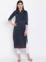 Denim kurti with embroidery work thumb 4