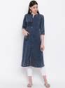 Denim kurti with embroidery work thumb 5